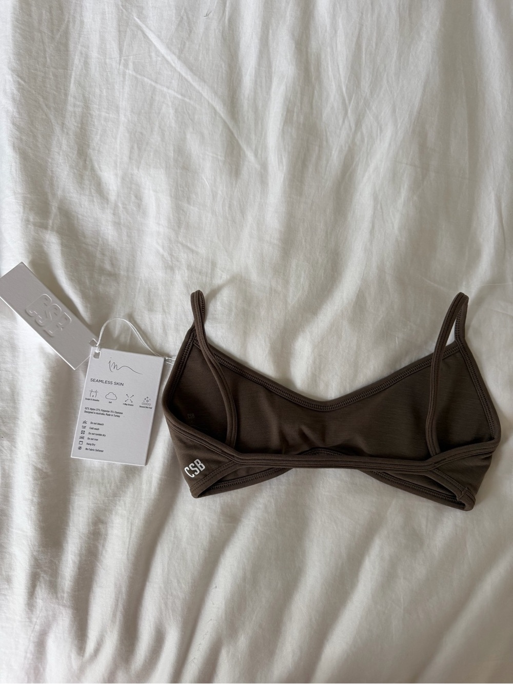 CSB Seamless Micro Crop Brown Bralette, NWT - Picture 2 of 3